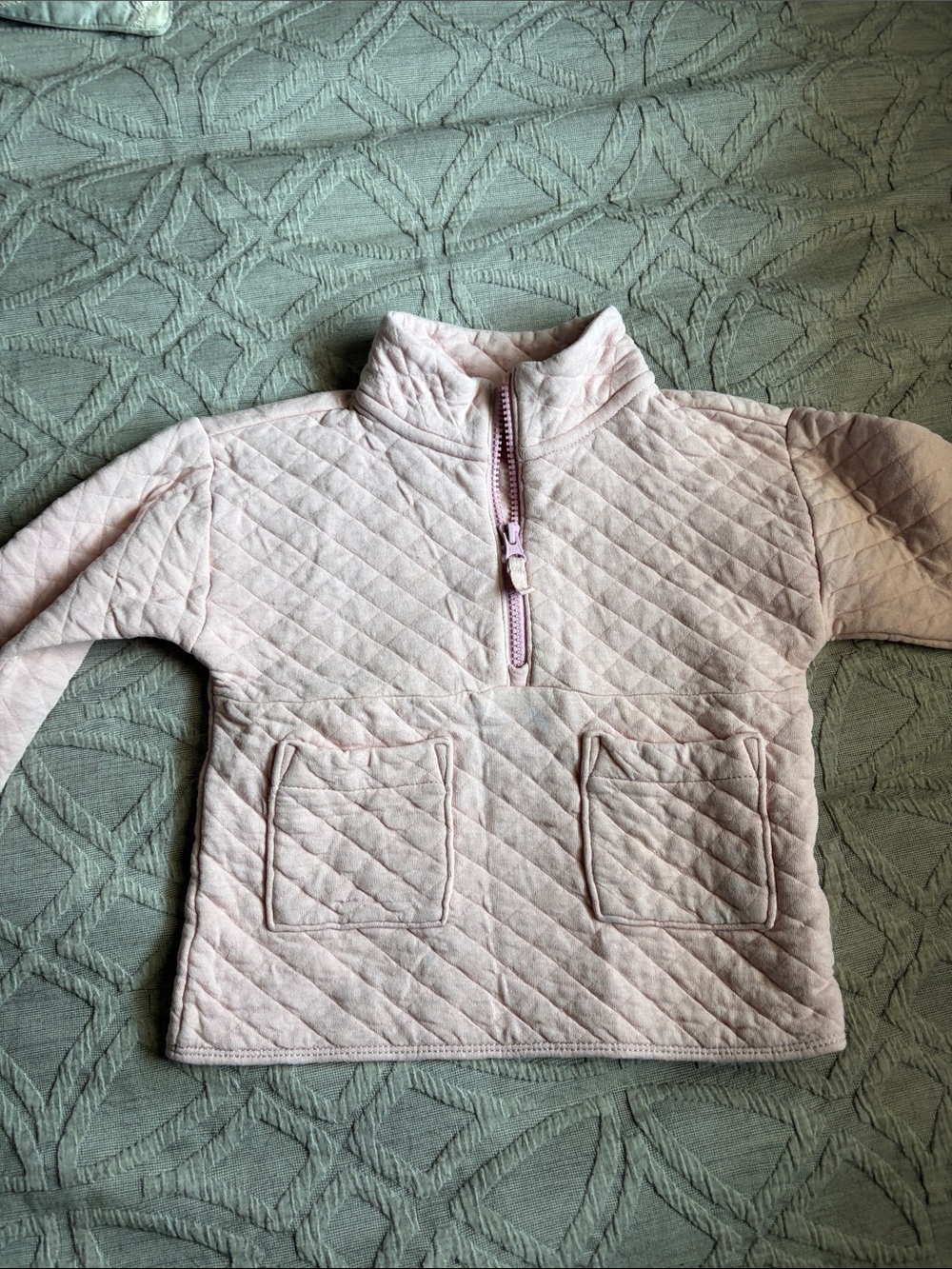 J. Crew Crewcuts Kids Quilted Light Pink Half-Zip Pullover